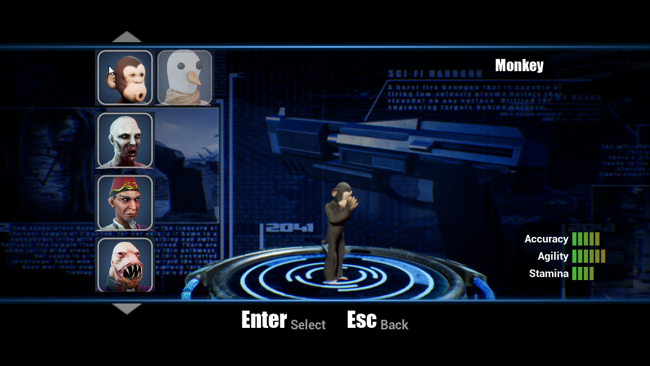 TSR character select screen